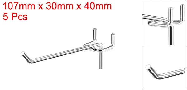 10.7cm5Pcs Uxcell 5 шт. или 10 шт. или 20 шт. железная сетка настенная Brack Серебряный тон крючки для настенных панелей PEG полки из досок Органайзер ассортимент части - Цвет: 10.7cm5Pcs