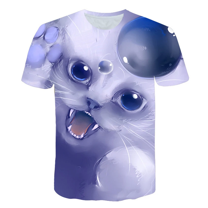 

kitten 3D Casual European T-Shirt Tops 2020 New Plus Size kitten Teen Motion Tops 3D American Latest Men Fashion Tops