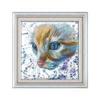 joy sunday cross stitch pattern watercolor cat 14ct 11ct canvas for embroidery kit counted printed fabric for needlework dmc diy