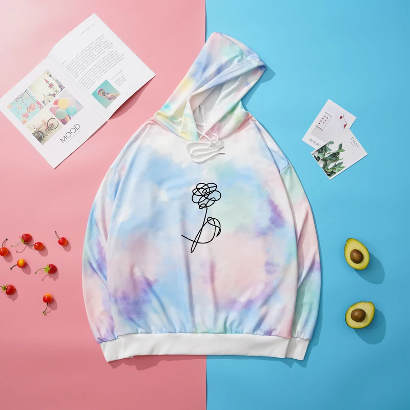 

Толстовка Bangtan Boys LOVE YOURSELF с цветочным принтом, свитшот, женская новая Корейская Повседневная Толстовка в стиле K-POP