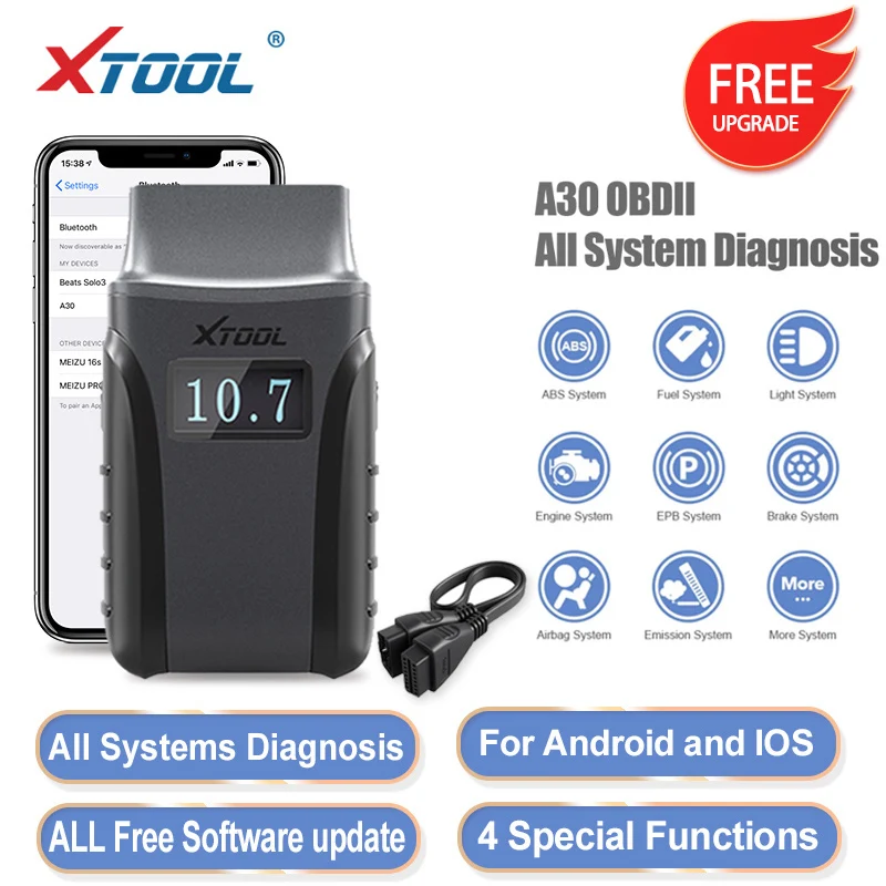 Считыватель кодов XTOOL Anyscan A30 сканер для полной диагностики автомобиля OBD2 сброса
