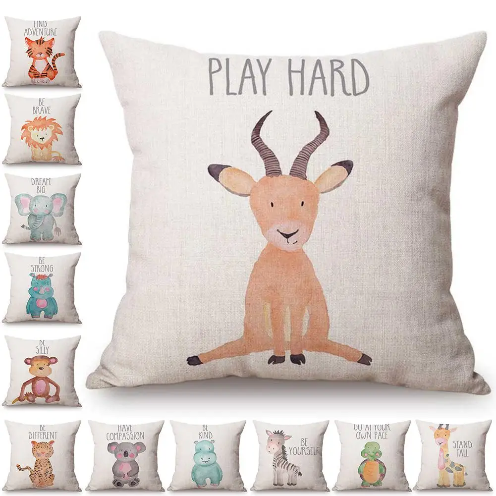 

Cute Watercolor Animal Throw Pillow Case Cushion Cover Home Sofa Bed Cafe Decor