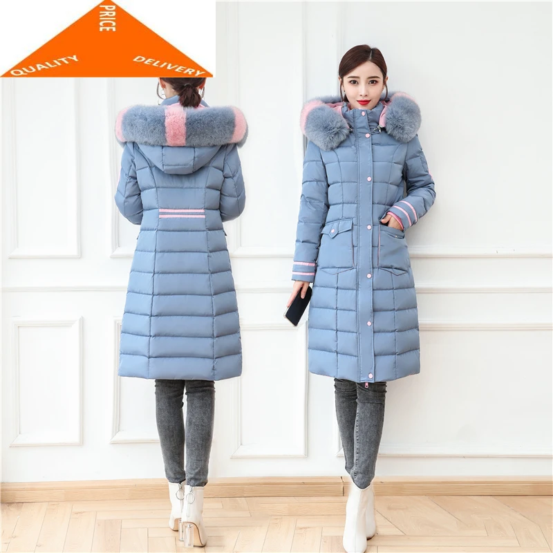 

Winter Jacket Women's Coat Long Real Fox Fur Hooded Clothes Thick Warm White Duck Down Coata Female 2099