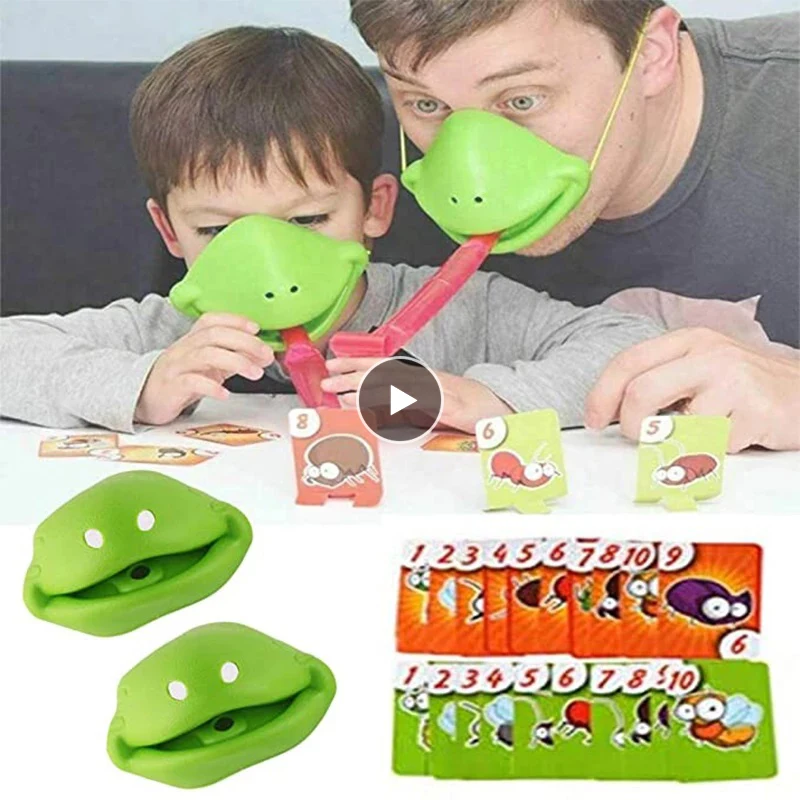 

HOT Fun Family Interactive Toy Desktop Game Frogs Tongue Out Gags Toy Lizard Tongue Eating Pest Game Card Competition Child Gift