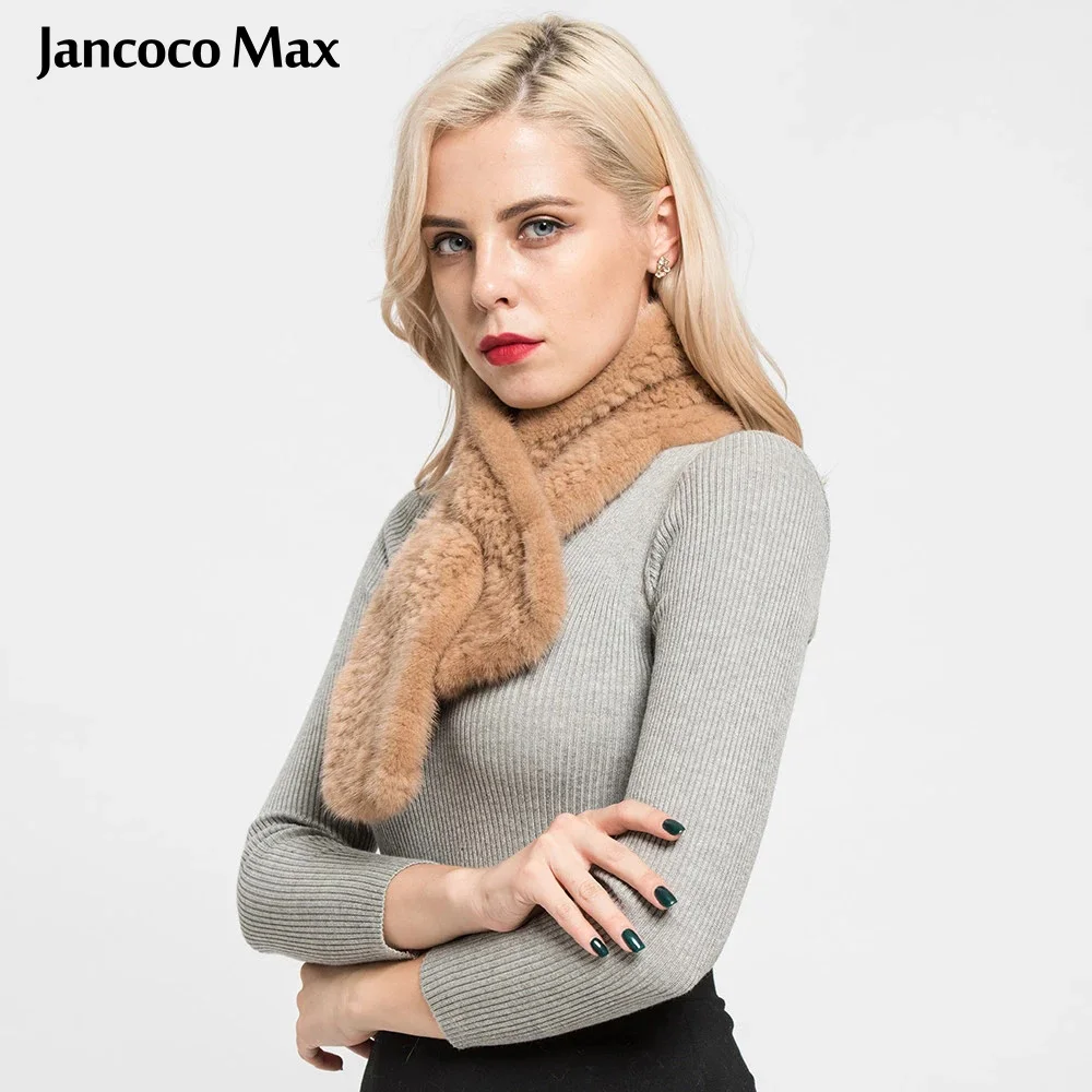 Jancoco Max из натурального меха норки вязаные женские зимние шарфы шали Одежда