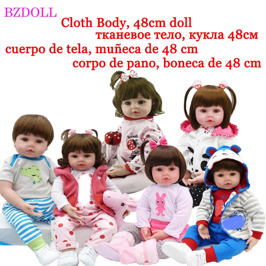 Лидер продаж мягкая силиконовая кукла-реборн с тканевым телом 19 дюймов 48 см