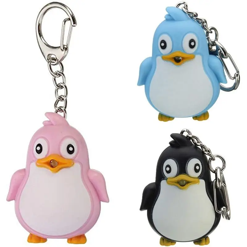 Cute Penguin Keyring LED Torch With Sound Light Keyfob Kids Toy Gift Fun Animal Keyholder Fashlight Keychain | Украшения и