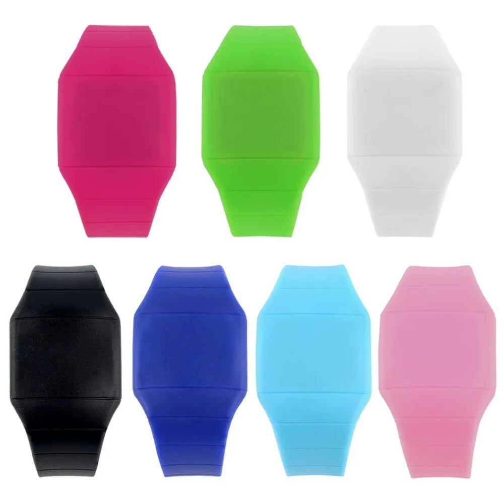 Унисекс светодиодный цифровой сенсорный экран желе часы наручные пластиковые