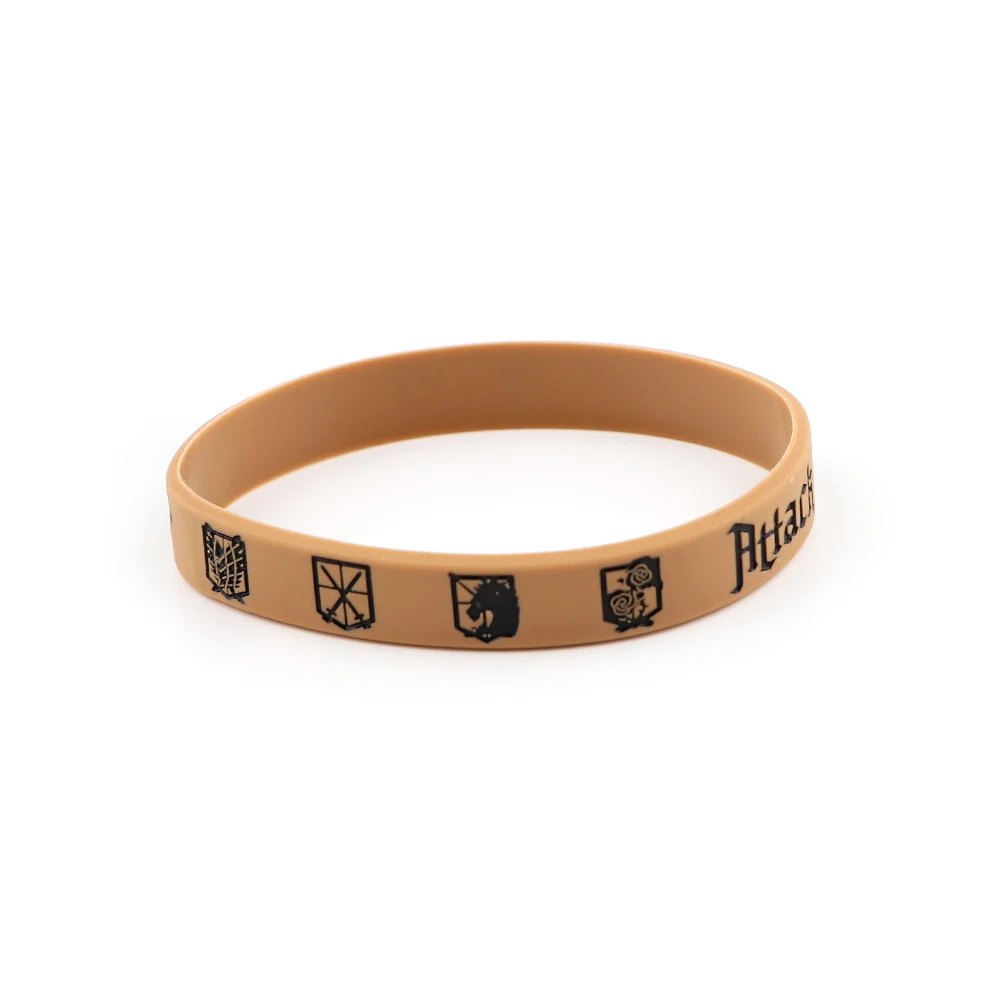 Браслет BG1659 из аниме атака на Титанов черный спортивный мужской резиновый