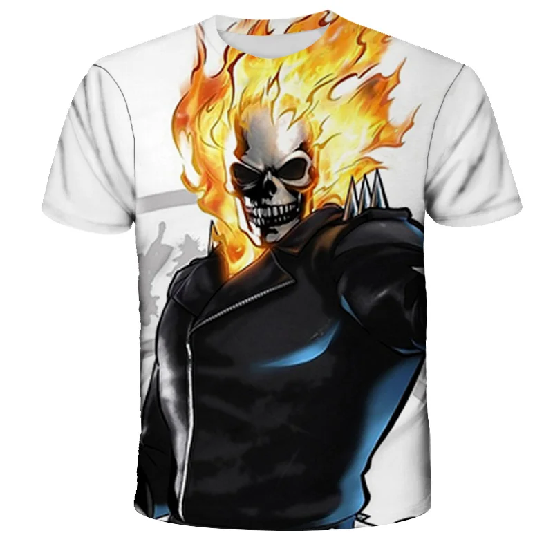 

2021 Ghost Rider 3D T-shirt Girls Tops Kids Casual Streetwear Boys Girls Girls Printed T-shirts Fashion Summer Cool CoatT-shirt
