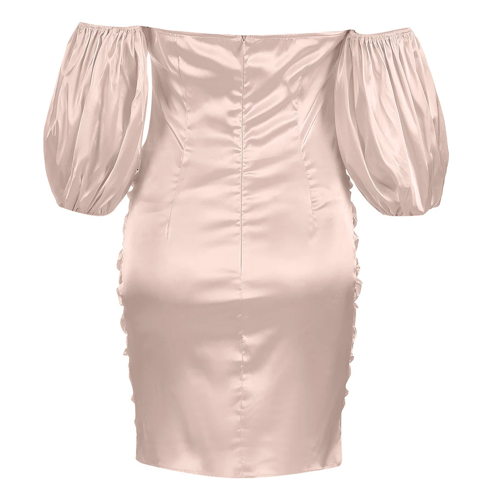 

Fashion Halter Off Shoulder Draping Skinny Mini Dress 2021 New Summer Women's Sexy Designer Nightclub Party Dress Vestido