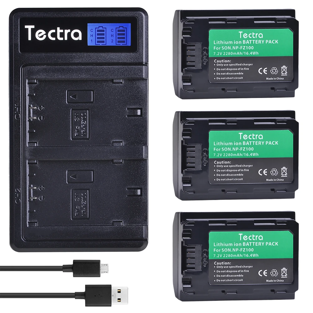 

2280mAh NP-FZ100 NP FZ100 Battery+LED Dual USB Charger for Sony NP-FZ100, BC-QZ1, Sony a9, a7R III, a7 III,A7R3, A6600, BC-QZ1