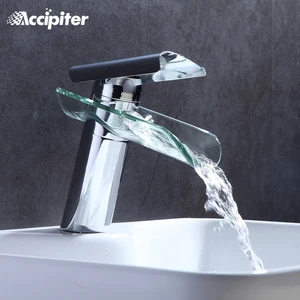 Смеситель для ванной комнаты, хромированный латунный кран Водопад для раковины, никелевый Матовый кран