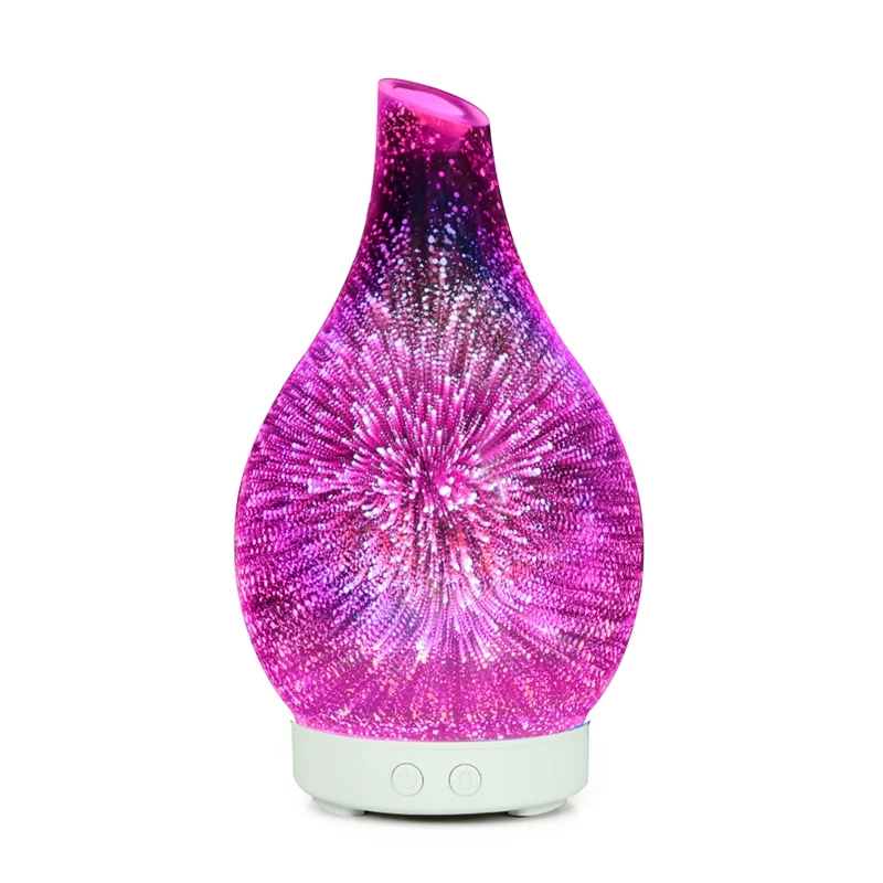 3D фейерверк стеклянная ваза форма увлажнитель воздуха с Светодиодный Ночник