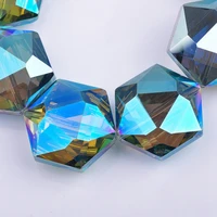 5pcs 22mm loose hexagon faceted crystal glass crafts beads for jewelry making diy