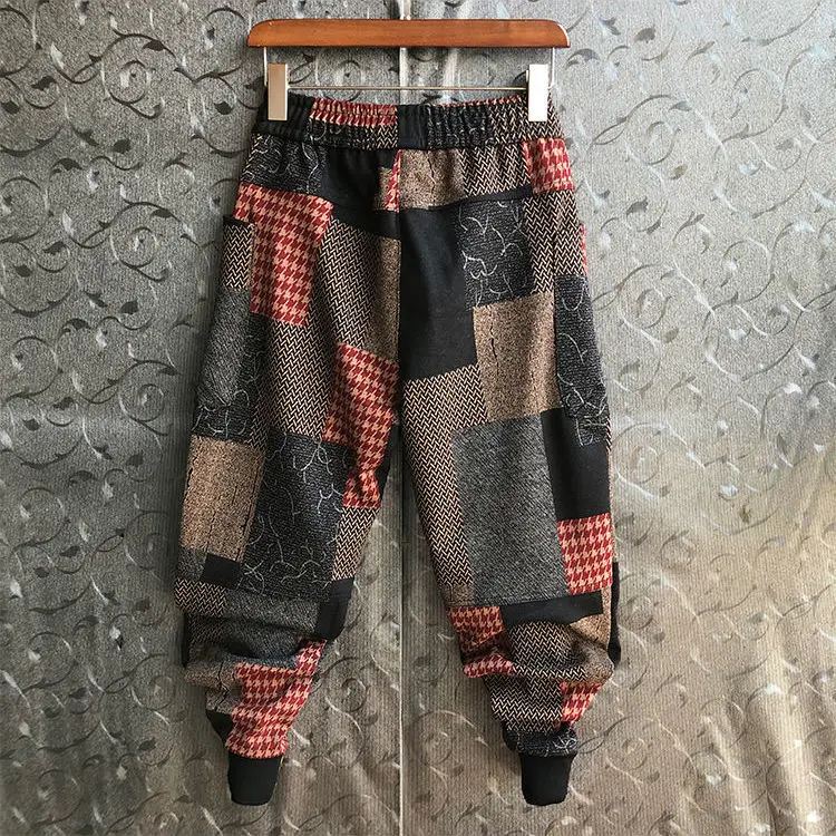 Штаны-шаровары мужские осенне-зимние со шнурком и манжетами на щиколотке |