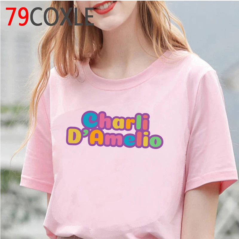 Kawaii Charli DAmelio футболка женские летние топы ледяной кофе брызги Графические