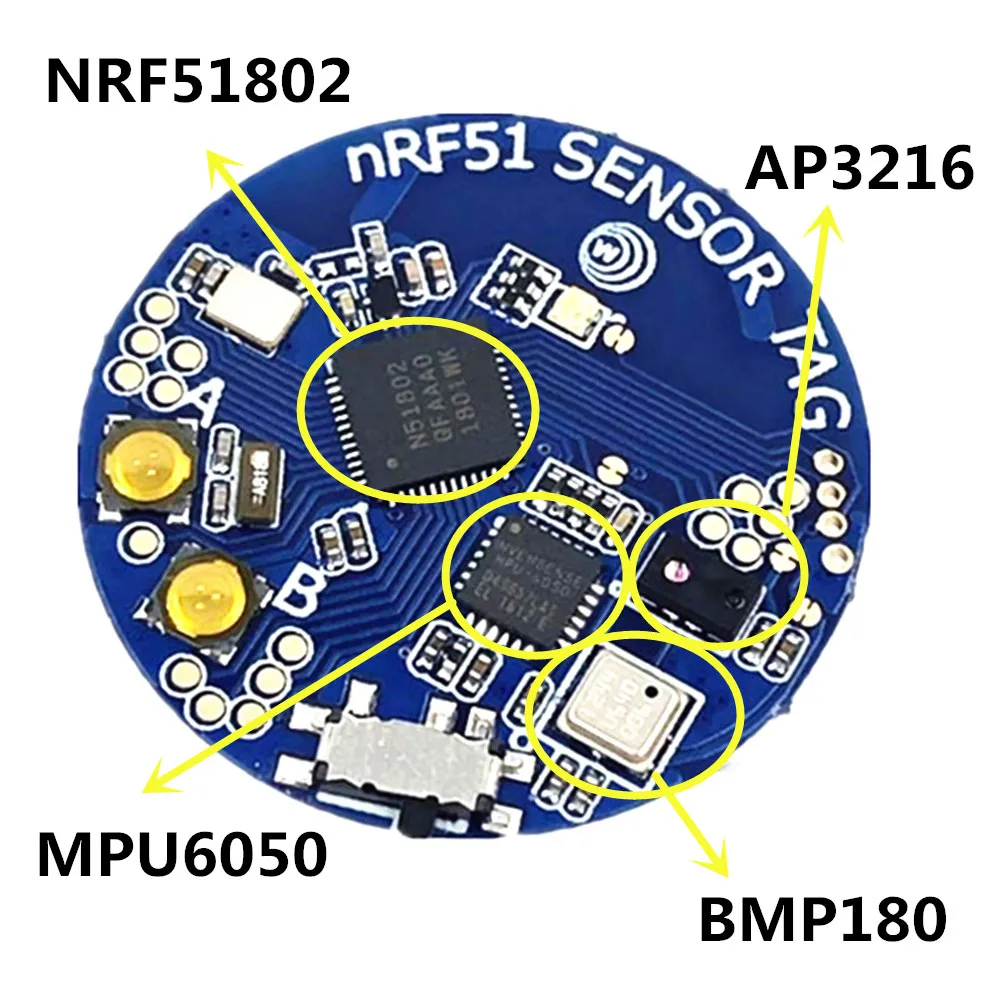 NRF51802 AP3216 Bluetooth 4,0 модуль датчика температуры Датчик давления воздуха акселерометр гироскоп светильник окружающей среды