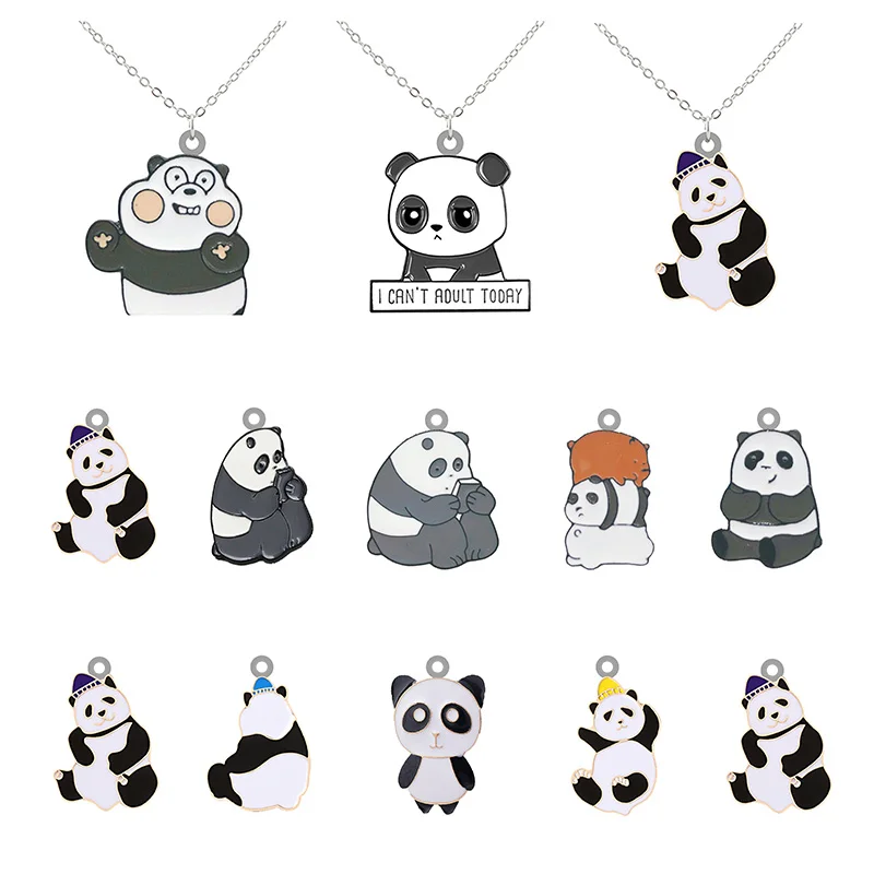

TAFREE Giant Panda Anime Pattern Various Models Jewelry Long Chain Necklace Acrylic Epoxy Design Tiny Epoxy Pendant Necklace