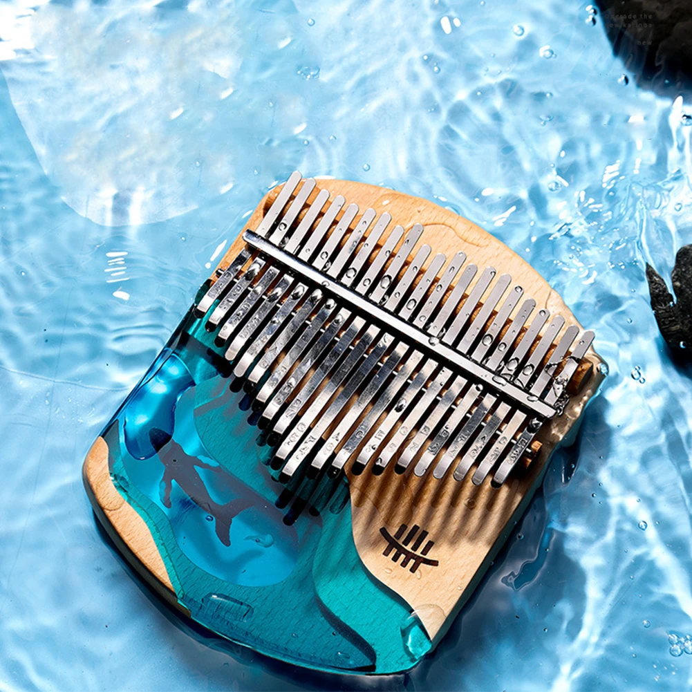 

Beech Wooden Kalimba 21 Key Finger Thumb Piano Deep Sea Blue Whale Mbira Acacia Musical Instrument Gift for Beginners
