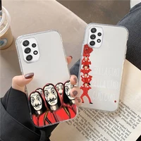 money heist house paper phone case for samsung a 51 50 52 12 21s 31 40 70 71 note s 20 10 21 ultra plus fe clear coque shell