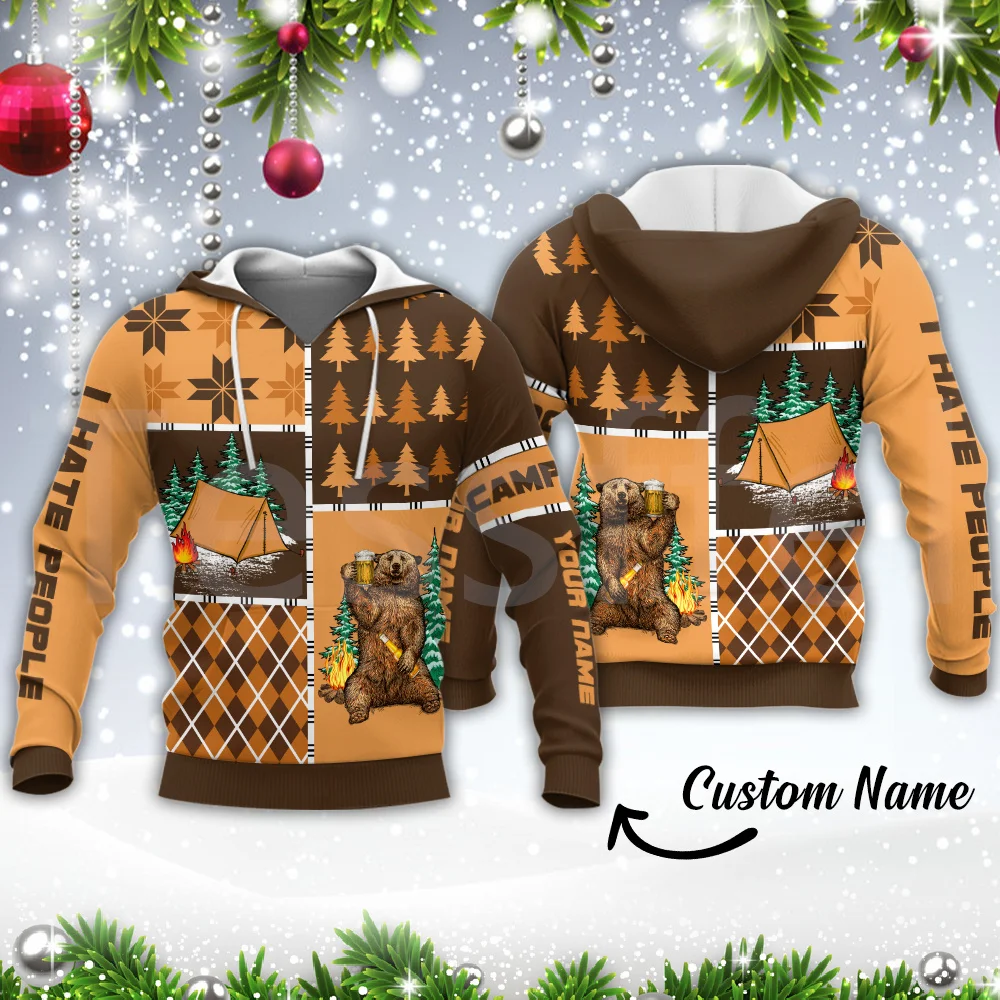 

Tessffel I Hate People Christmas Xmas Camping Bear Alien Harajuku 3DPrint Men/Women Funny Streetwear Pullover Jacket Hoodies A-6