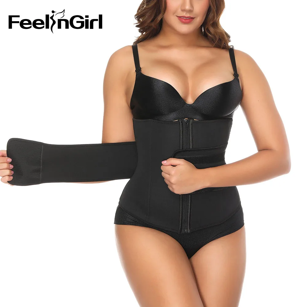 FeelinGirl Women Zipper Waist Trainer Sauna Sweat Cincher Slimming Body Shaper Tummy Control Lose Weight Shapewear | Женская одежда