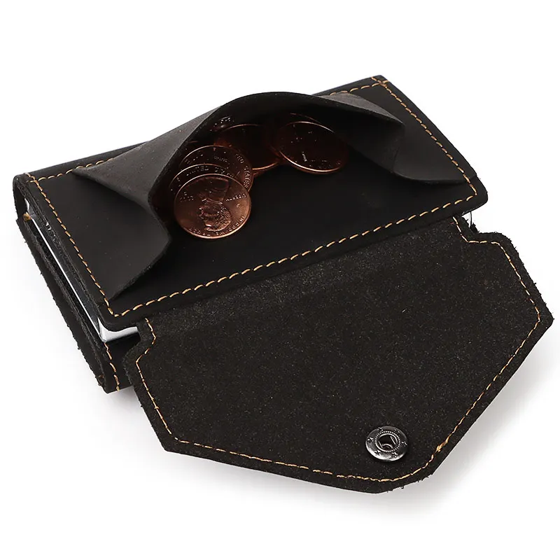 2021 rfid blocking leather mens credit card holder aluminium bank card wallet with coin pocket walet case protection purse free global shipping