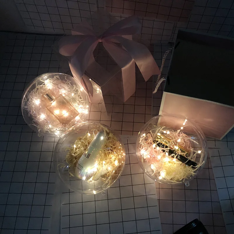 Прозрачная подарочная Коробка в форме шара бант лента помада для духов конфет