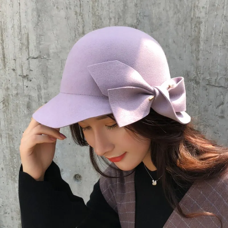 Seioum alta calidad cubo hembra sombrero Hairball Ultra fino lana fieltro sombreros para las mujeres plegable