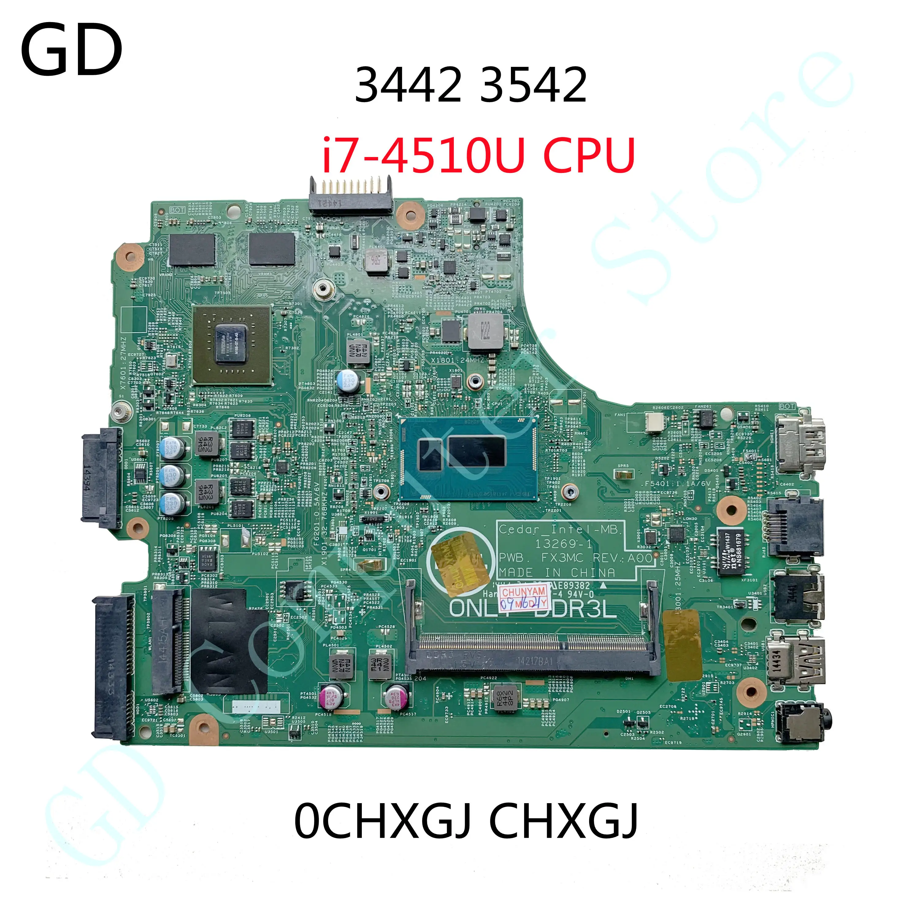 Высококачественная материнская плата GD для ноутбука DELL 3442 3542 с процессором i7-4510U