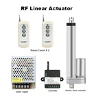 Линейный привод 12 В + 2 шт. Радиочастотный пульт дистанционного управления + источник питания 50 мм 100 мм 150 мм 200 мм ход 1000N металлический Редуктор Электрический Линейный мотор