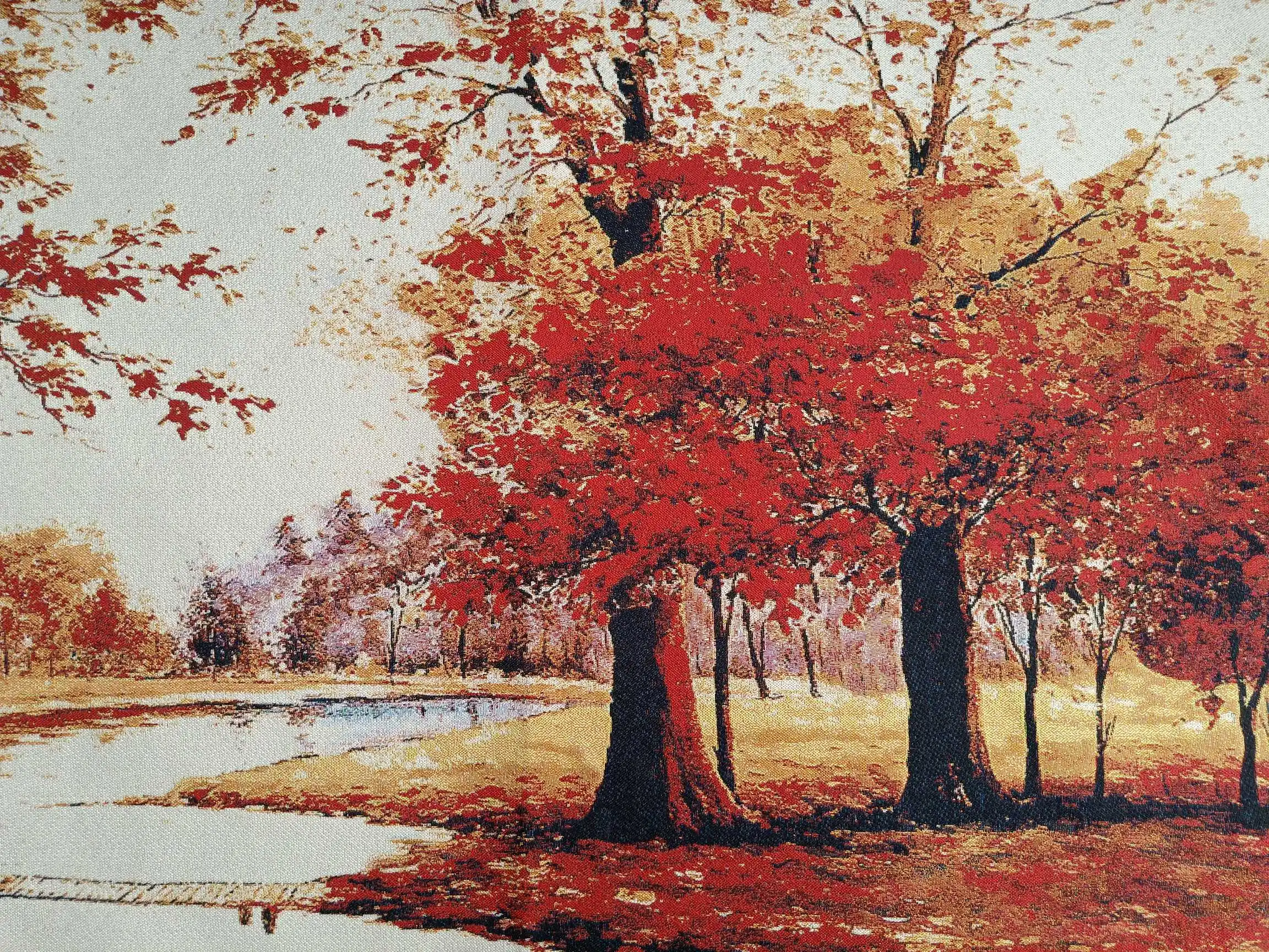 36 дюймов китайская вышитая ткань Шелковый кленовый лист роща пейзаж роспись