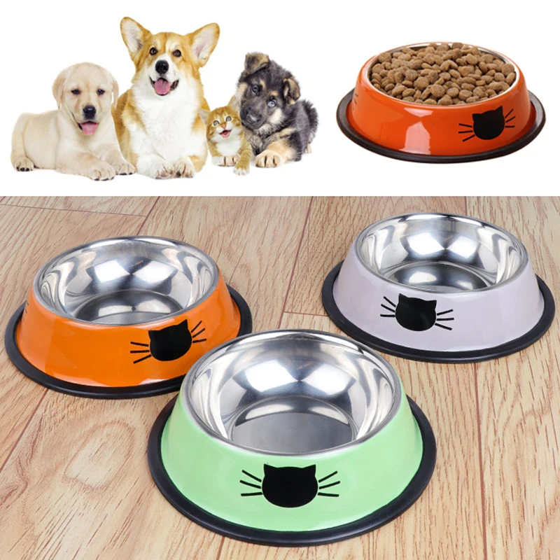 

Pet Feeding Supplies Water Drinking Anti-skid Stainless Steel Dog Food Bowls Colorful Multi Function Pet Bowls Dish Feeder