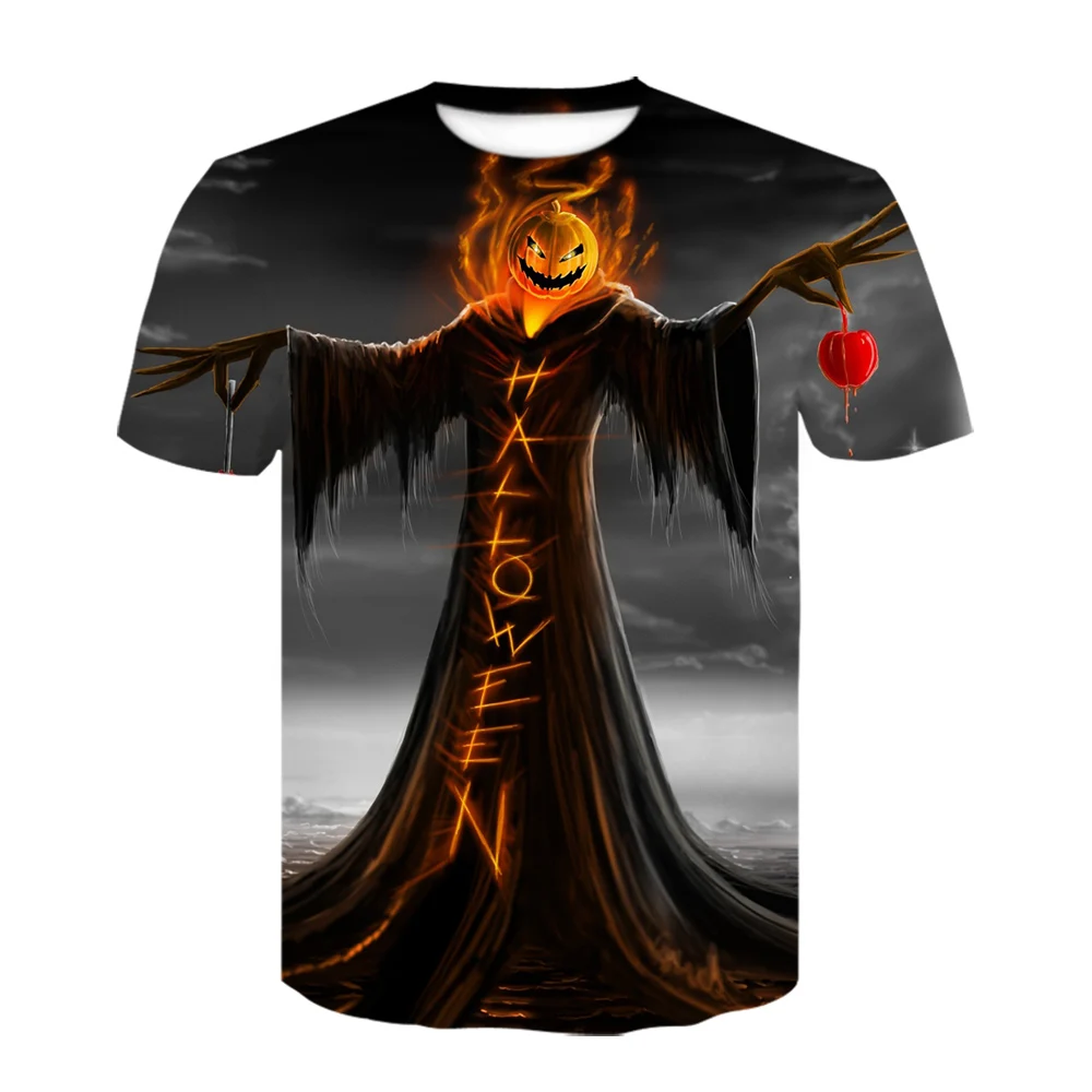 Мужская футболка с черепом 3d на Хэллоуин принтом тыквы привидения косплей