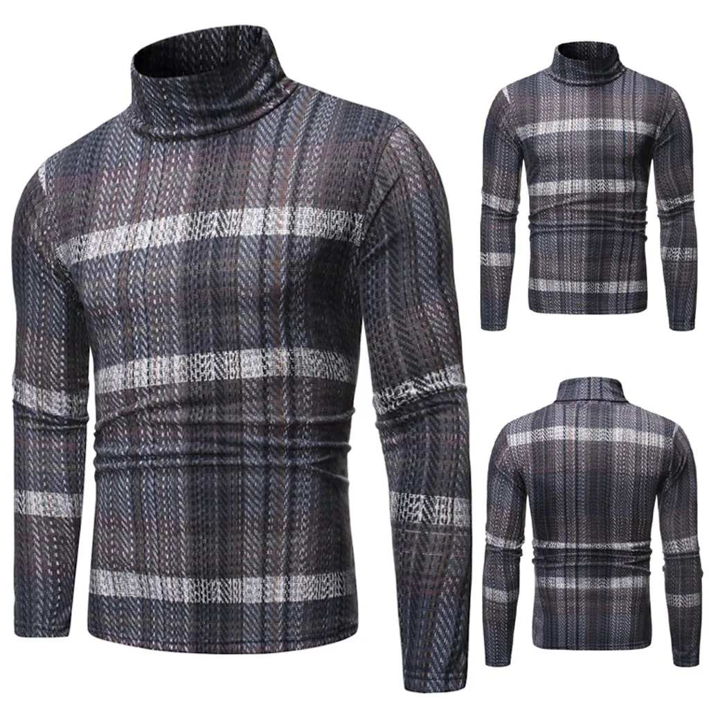 Новый Топ модная мужская блузка Осень зима пуловер в полоску вязаный свитер с