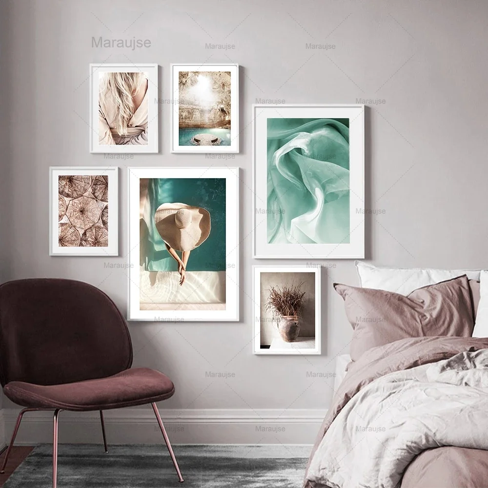 

Nordic Modern Green Posters Prints Plant Poster Wall Art Wall Woman's Back Pictures For Living Room Home Decor Canvas Painting