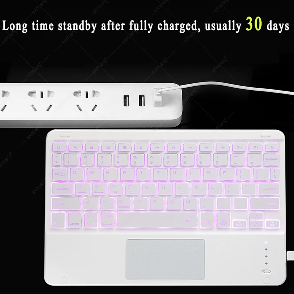 Backlit Light Russian Spanish Arabic Korean Keyboard For Macbook iPad 5th 6th 10.2 7 7th 8 8th Air 2 3 4 4th Pro 11 IOS Mouse images - 6