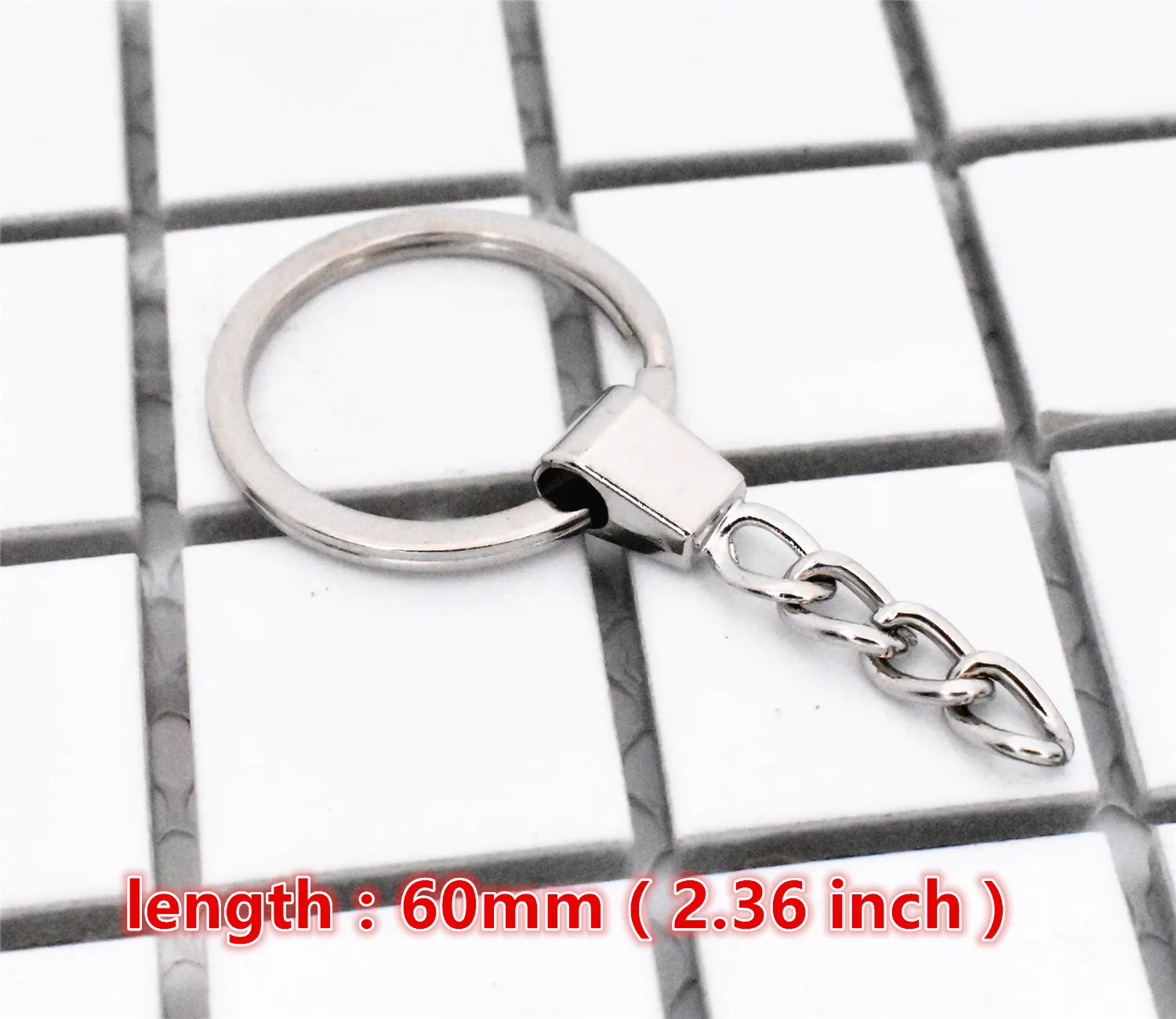 Новое кольцо для ключей (размер кольца: 30 мм) цепочка с родиевым покрытием длиной