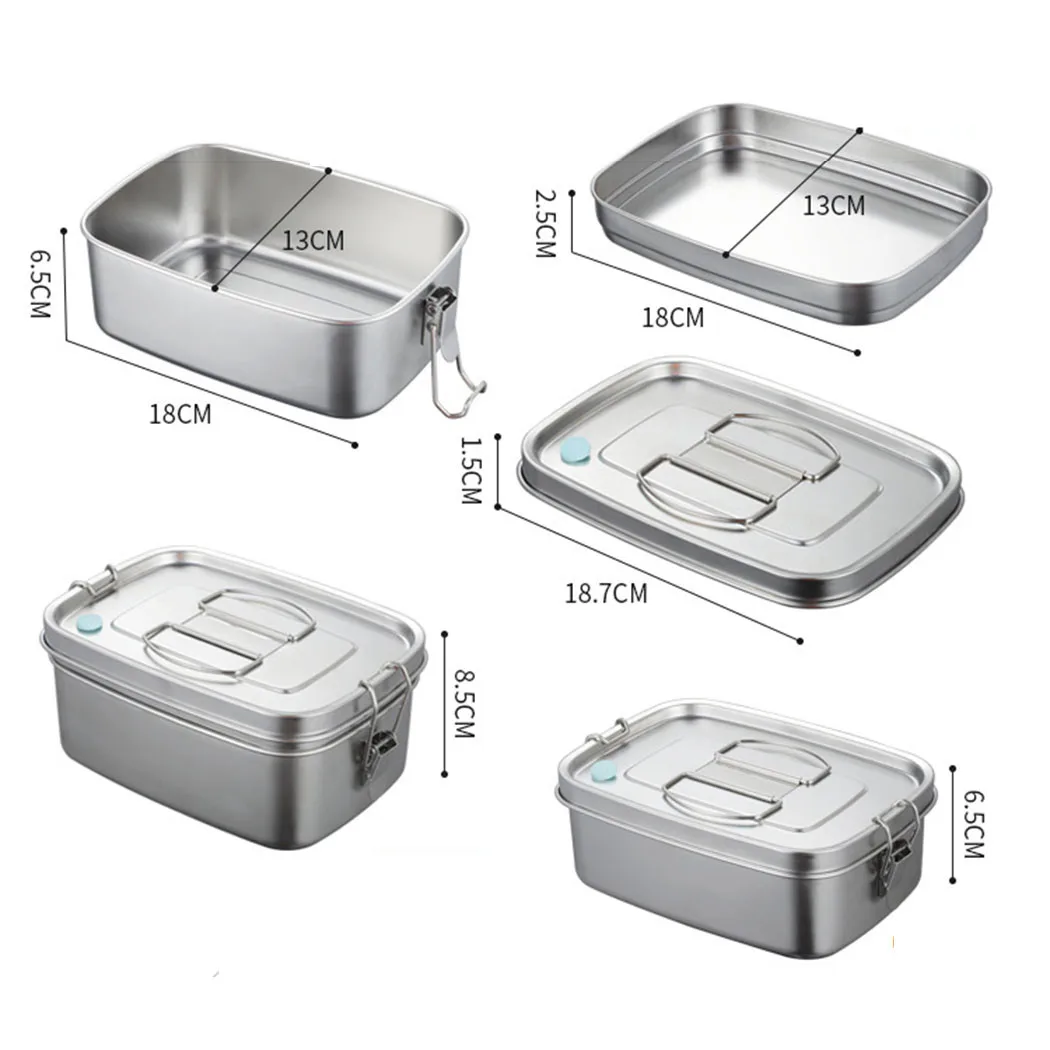 

Stainless Steel Lunch Breakfast Box With 2 Compartments For Office School Picnic Food Storage Container Children Kids School Of