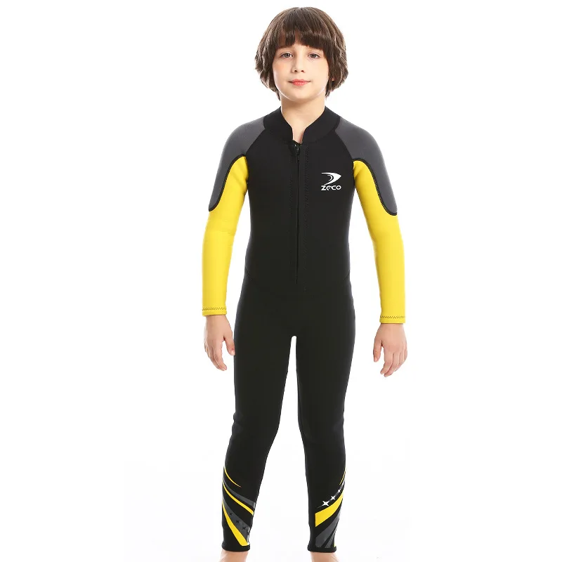 

New 2.5mm Children's Diving Suit Girl's One-Piece Long-Sleeved Thick Warm Sunscreen Surfing Floating Diving Suit