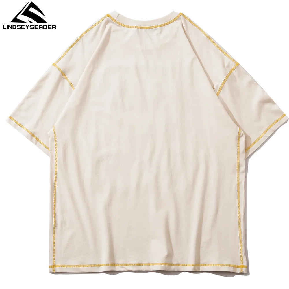 

LINDSEY SEADER Men's T-shirt Hip Hop Oversized Print 2021 Casual Harajuku Streetwear Summer Short Sleeve cotton Tops Tee Tshirt