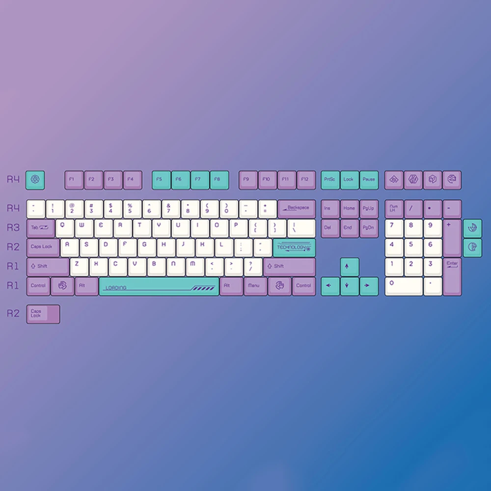 Технология фиолетовый белый зеленый дизайн 109 ключей Вишневый профиль