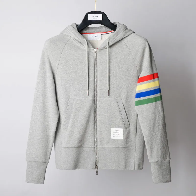 

Fashion TB 2021 Brand Spring Autumn Hooded Clothing Color Stripes Jacket Men Sweatshirts Hoodies Casual Sportswear Coat