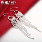 925 серебро, свисающие серьги для женщин, серьги Многоканальная машина с бахромой длинные серьги, модное ювелирное изделие