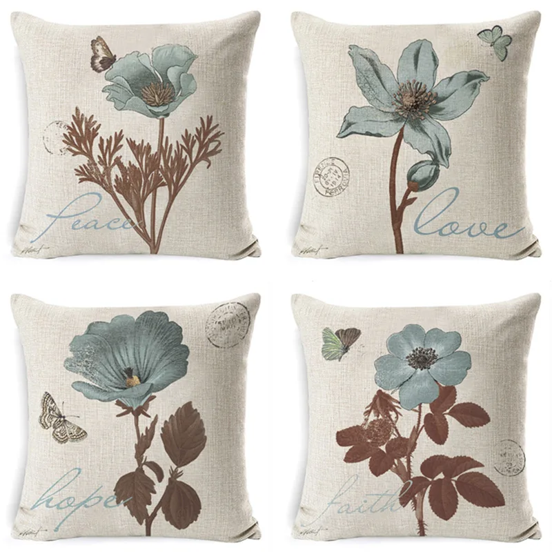 

Цветочный льняной Хлопковый чехол для подушки (без наполнителя)