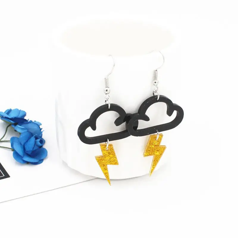 

Simple Hip-hop Style Acrylic Cloud Thunder Lightning Small Drop Earrings Personality for Ladies Cute Earring Birthday Party Gift