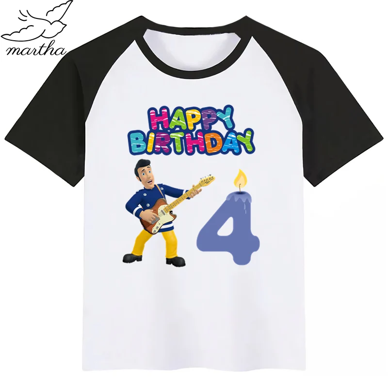 Одежда для детей с надписью Happy Birthday Number Fireman Sam DIYKids футболка девочек подарок на