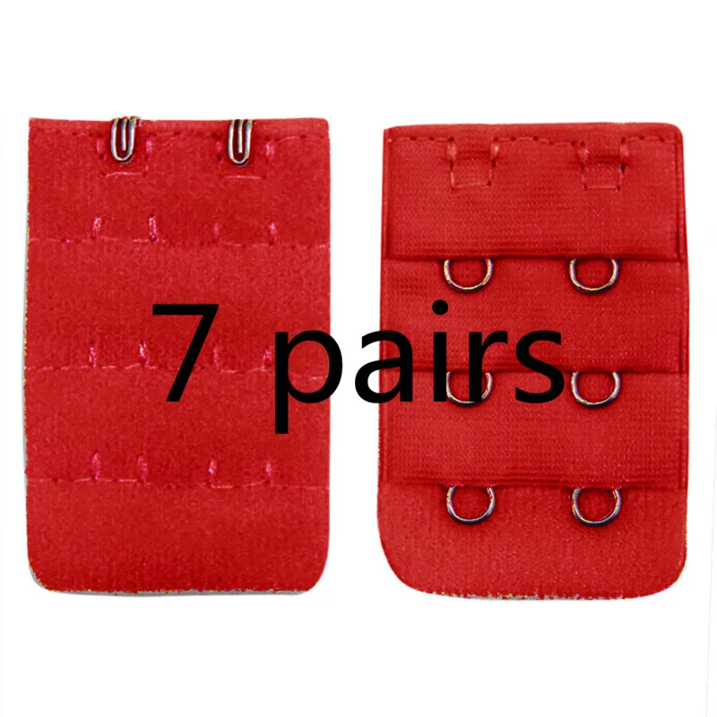 Red 7 пар удлинителей для бюстгальтера, 3 крючка, 2 ряда, женское нижнее белье, удлиненные крючки для бюстгальтера, аксессуары для бюстгальтера для женщин - Цвет: Red