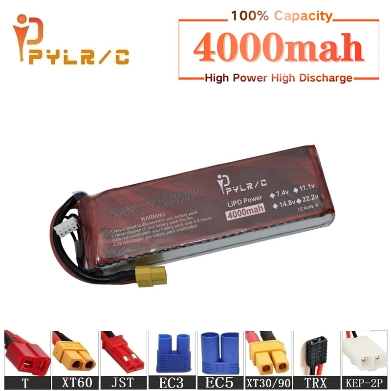 Высокая скорость 14 8 v 4000mAh литий полимерный Батарея для радиоуправляемого